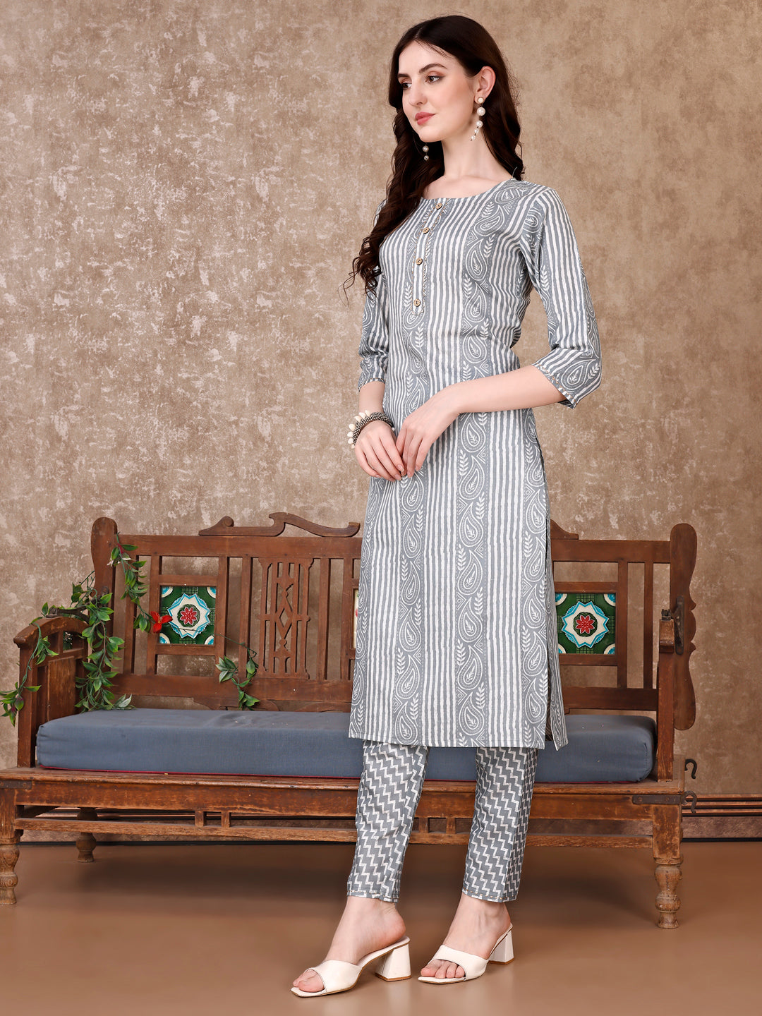 Printed Kurta With Printed Pant & Dupatta, Multicolor - Hiral Fashion