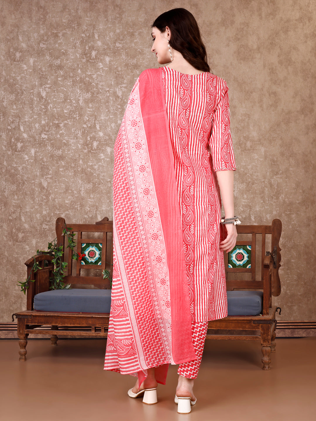Printed Kurta With Printed Pant & Dupatta, Multicolor - Hiral Fashion
