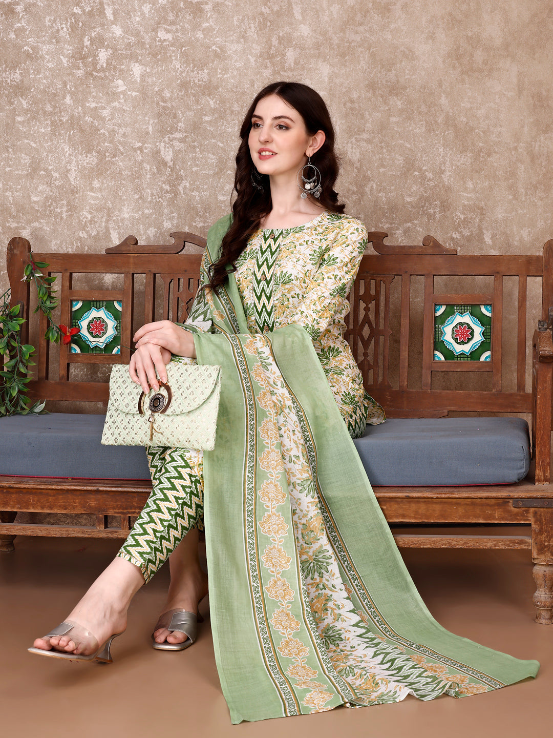 Floral Printed Kurta With Printed Pant & Dupatta, Multicolor - Hiral Fashion