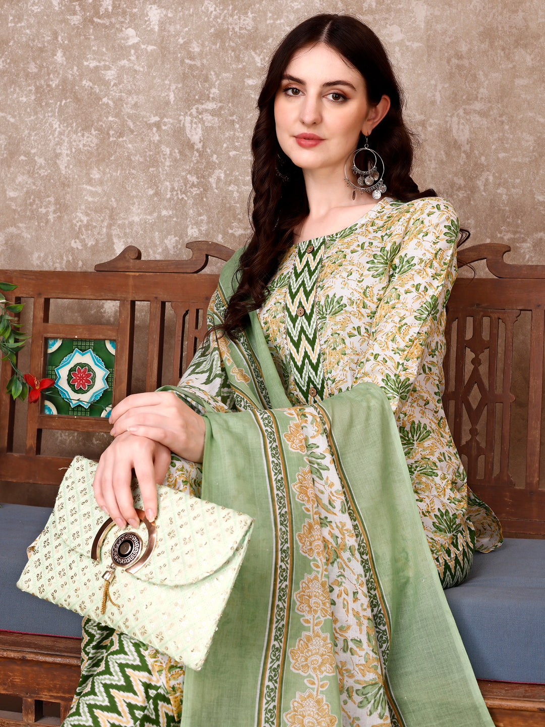 Floral Printed Kurta With Printed Pant & Dupatta, Multicolor - Hiral Fashion