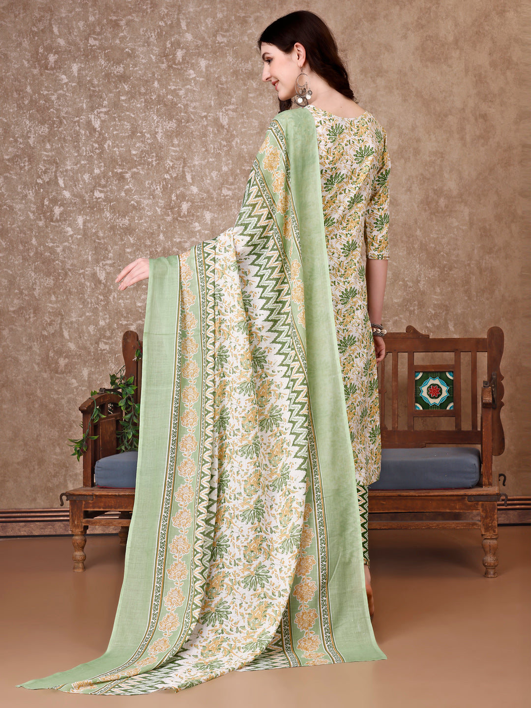 Floral Printed Kurta With Printed Pant & Dupatta, Multicolor - Hiral Fashion