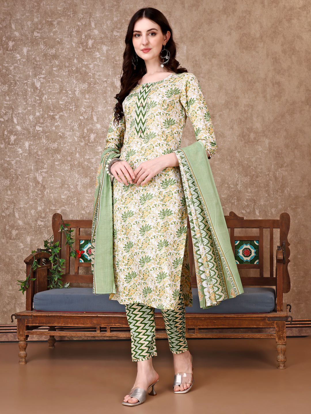 Floral Printed Kurta With Printed Pant & Dupatta, Multicolor - Hiral Fashion