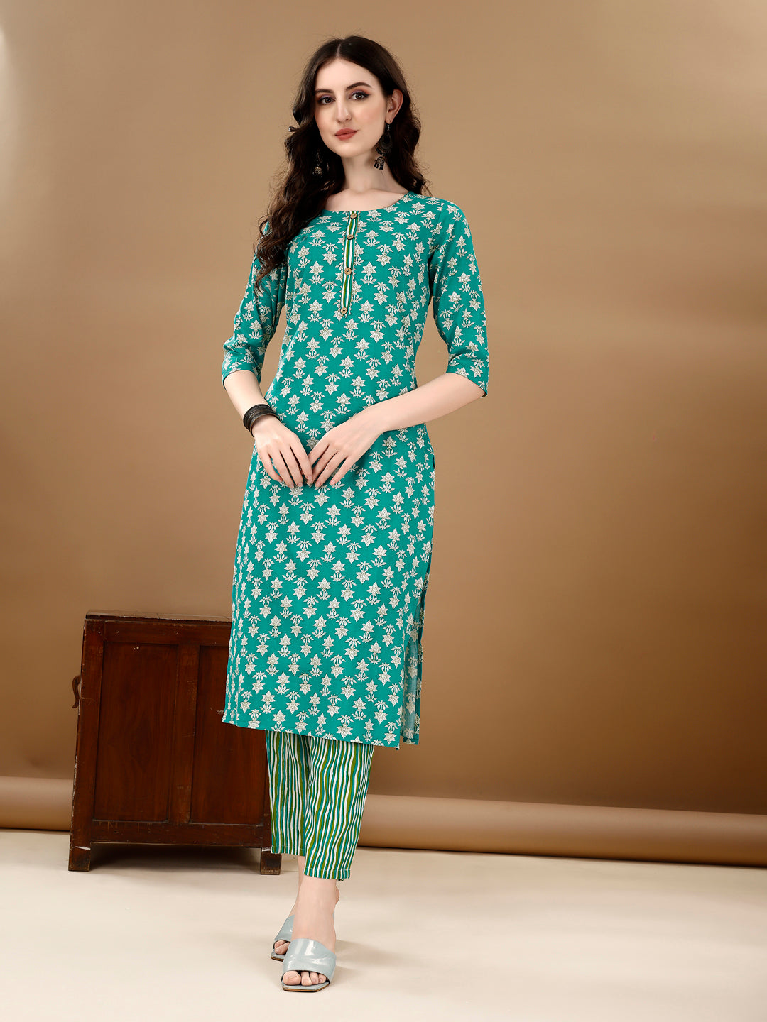 Ethnic Motifs Printed Kurta With Ethnic Motifs Printed Kurta With Printed Pant & Dupatta, Multicolor - Hiral Fashion
