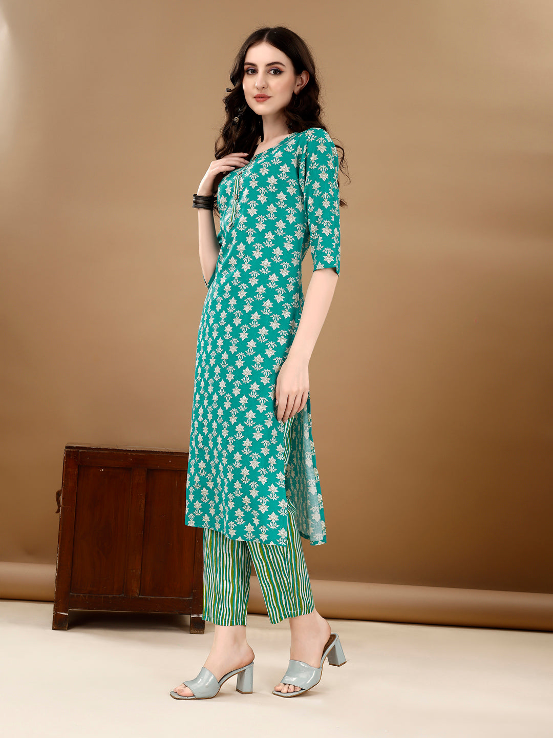 Ethnic Motifs Printed Kurta With Ethnic Motifs Printed Kurta With Printed Pant & Dupatta, Multicolor - Hiral Fashion