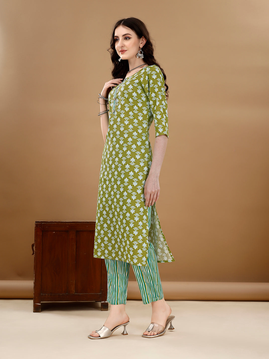 Ethnic Motifs Printed Kurta With Ethnic Motifs Printed Kurta With Printed Pant & Dupatta, Multicolor - Hiral Fashion