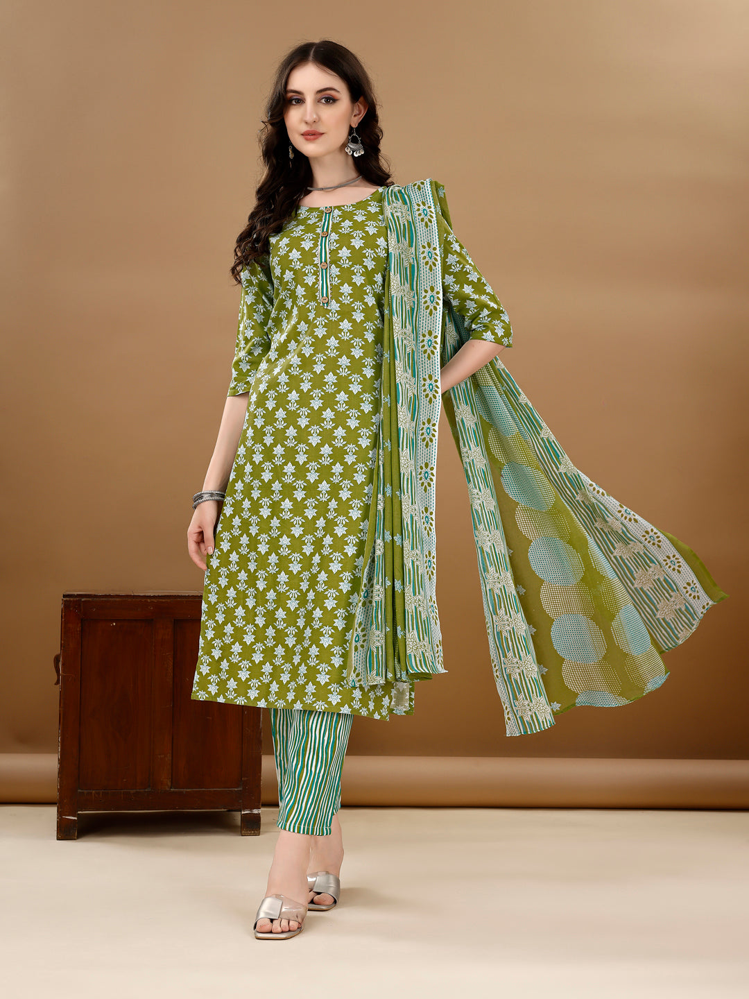 Ethnic Motifs Printed Kurta With Ethnic Motifs Printed Kurta With Printed Pant & Dupatta, Multicolor - Hiral Fashion