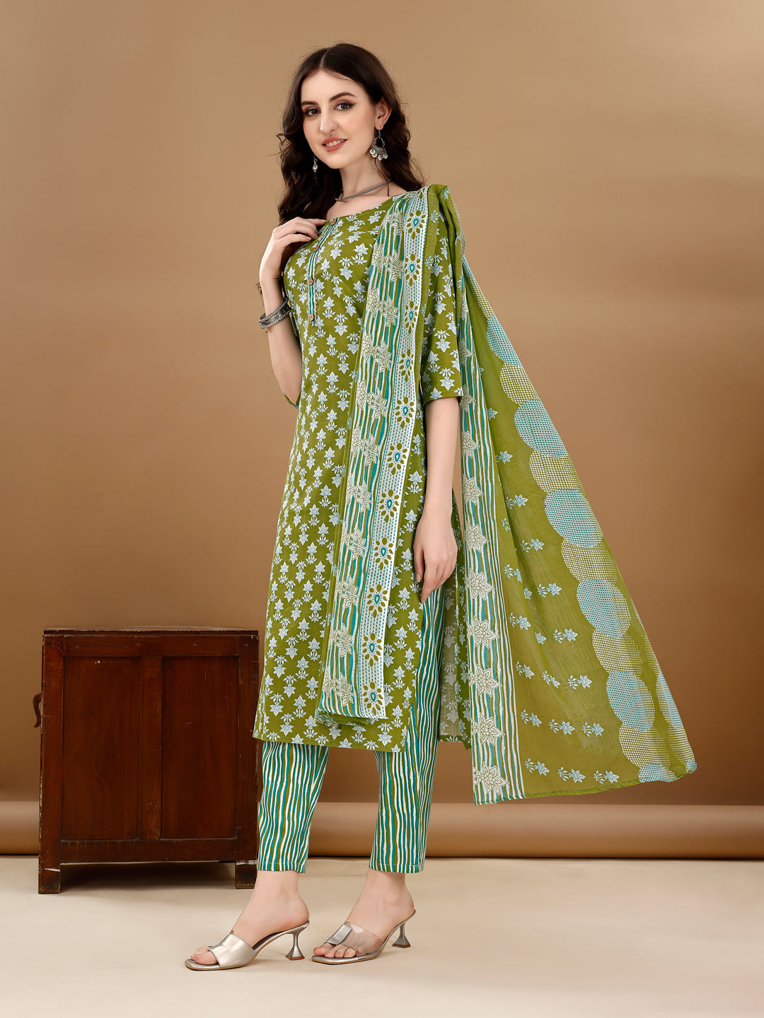 Ethnic Motifs Printed Kurta With Ethnic Motifs Printed Kurta With Printed Pant & Dupatta, Multicolor - Hiral Fashion