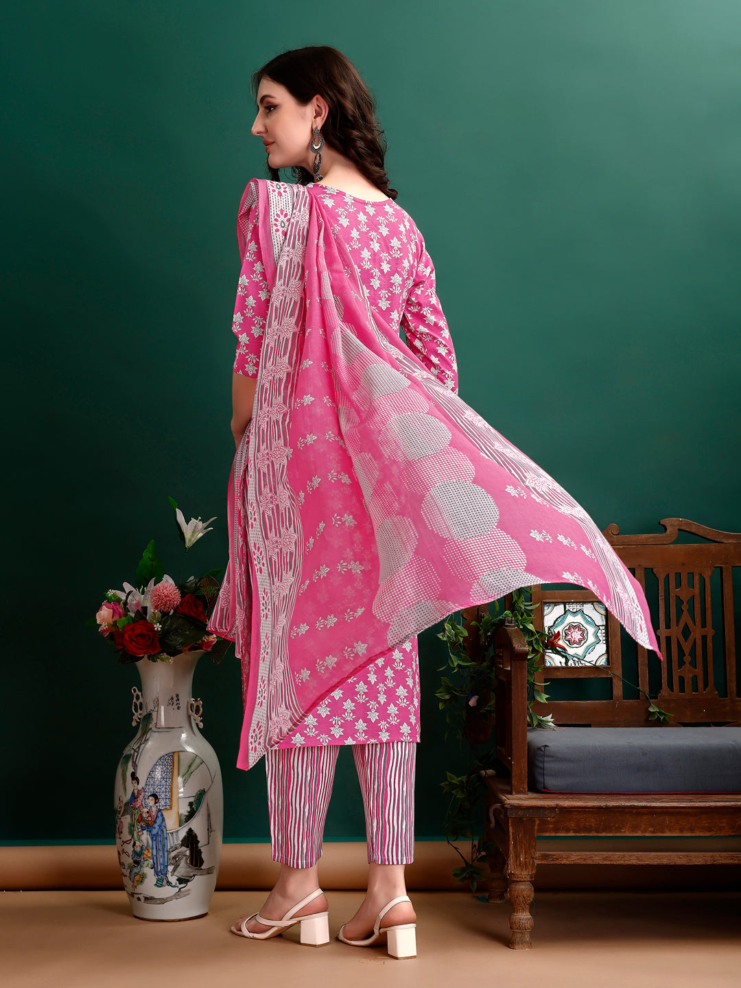 Ethnic Motifs Printed Kurta With Ethnic Motifs Printed Kurta With Printed Pant & Dupatta, Multicolor - Hiral Fashion