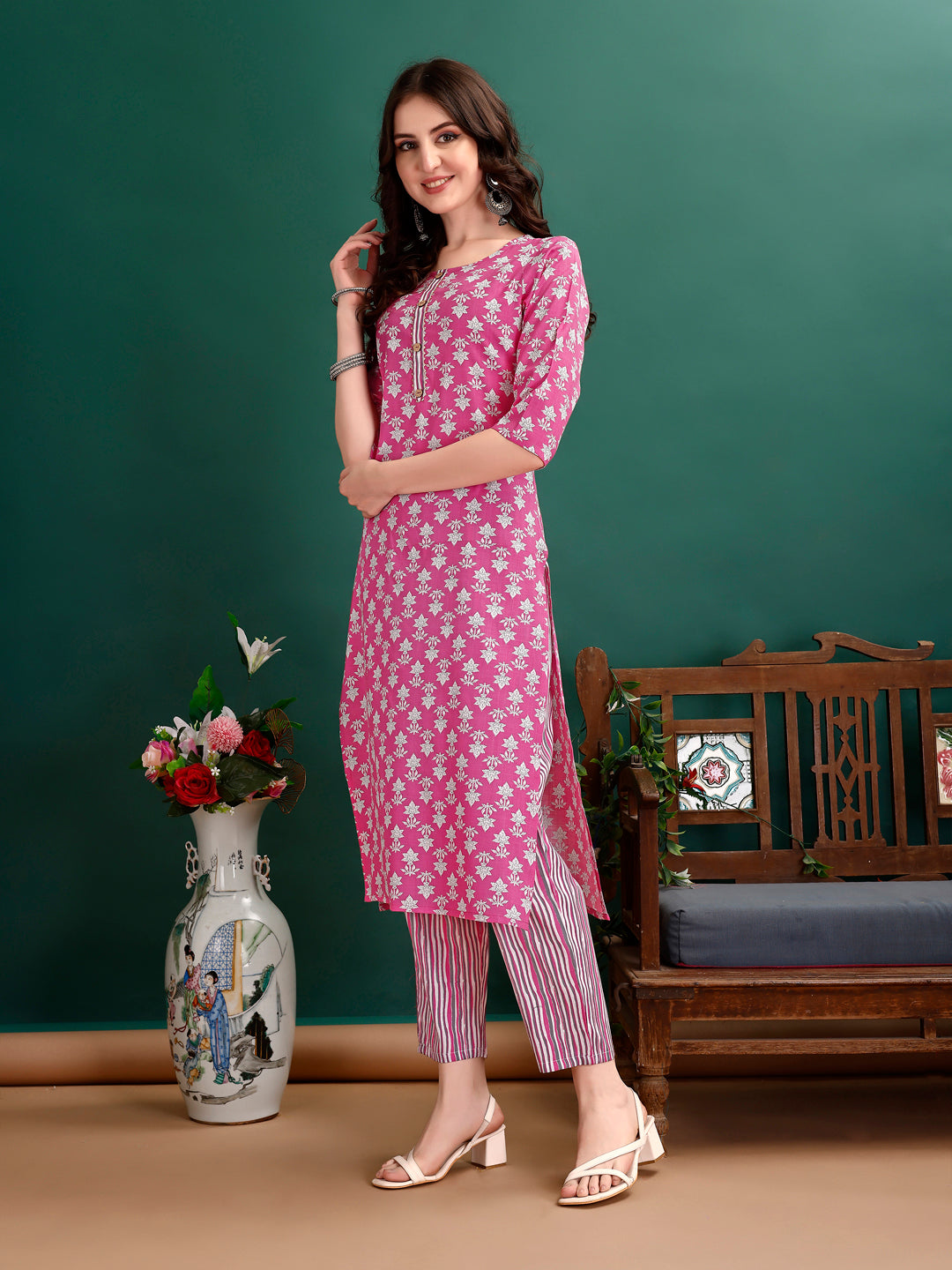 Ethnic Motifs Printed Kurta With Ethnic Motifs Printed Kurta With Printed Pant & Dupatta, Multicolor - Hiral Fashion