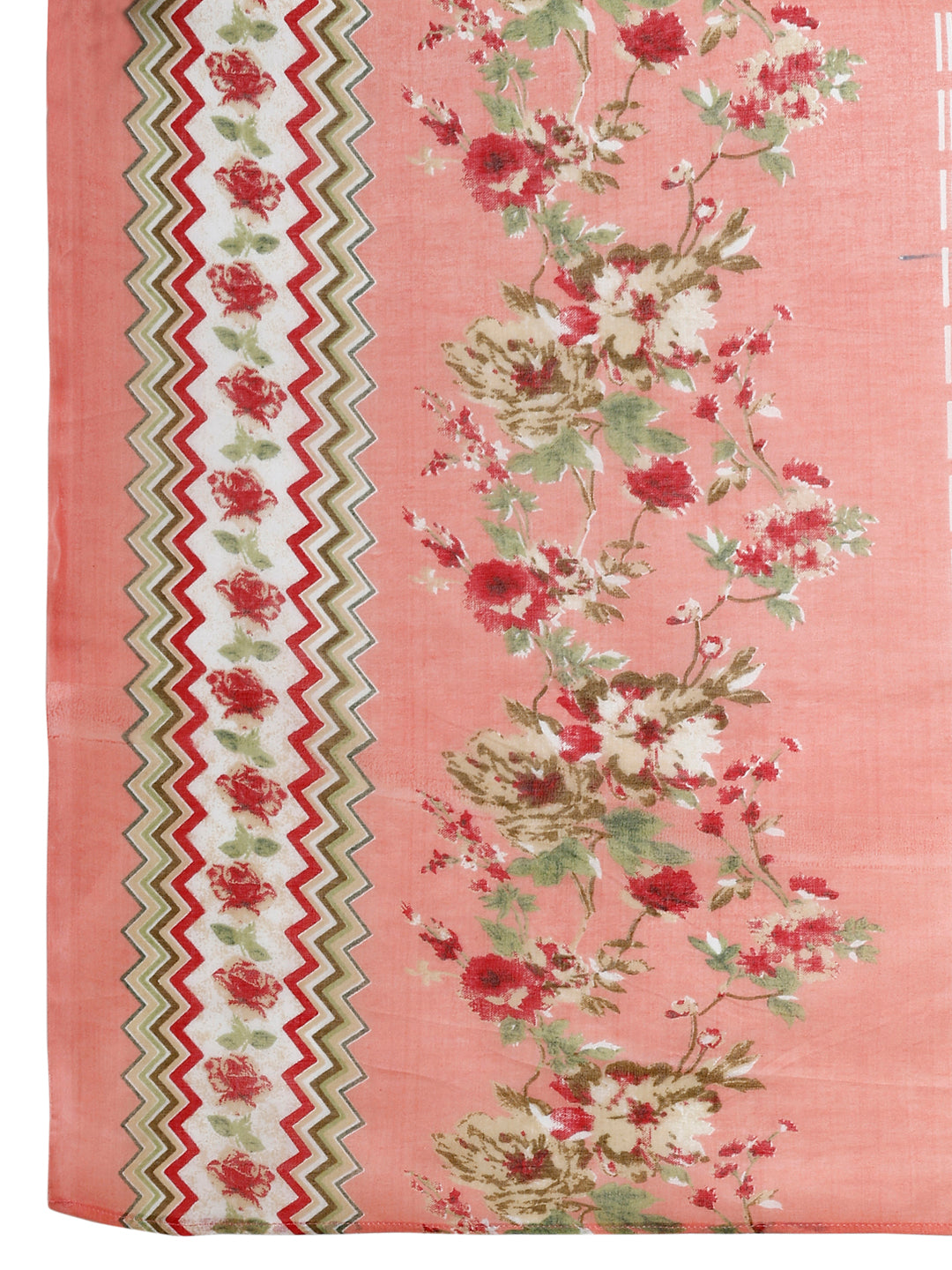 Floral Printed Kurta With Pant & Dupatta, Peach - Hiral Fashion