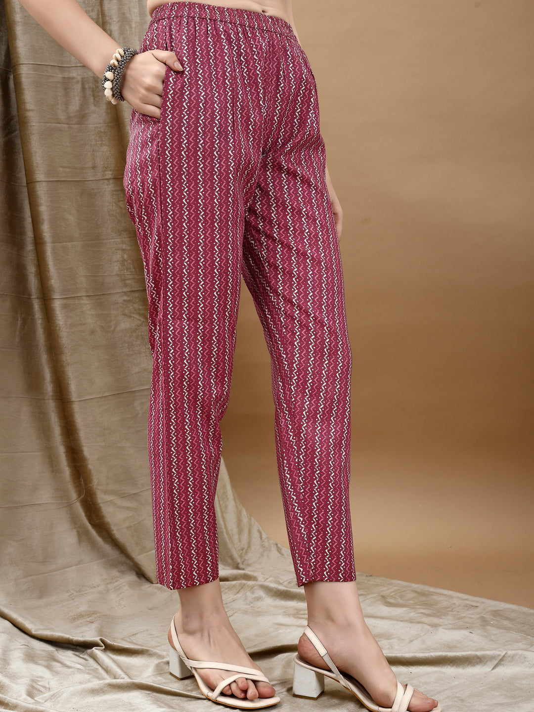 Ethnic Motifs Printed Kurta With Pant & Dupatta, Pink - Hiral Fashion