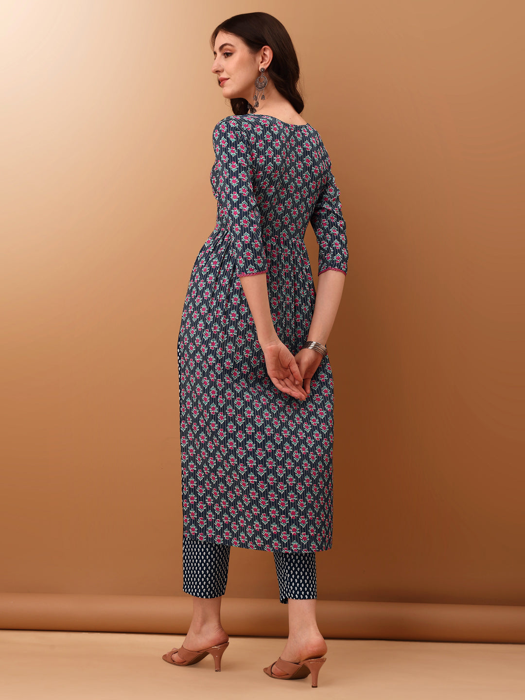 Nyra Cut Ethnic Motifs Printed Kurta With Pant & Dupatta, Blue - Hiral Fashion
