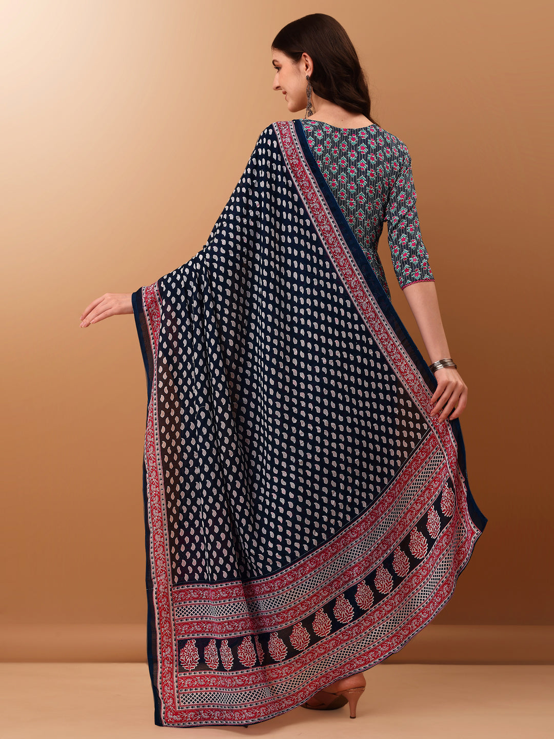 Nyra Cut Ethnic Motifs Printed Kurta With Pant & Dupatta, Blue - Hiral Fashion