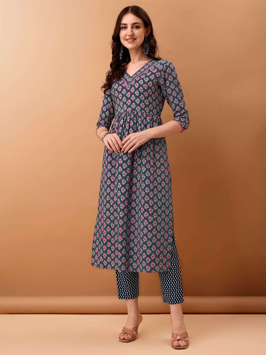 Nyra Cut Ethnic Motifs Printed Kurta With Pant & Dupatta, Blue - Hiral Fashion