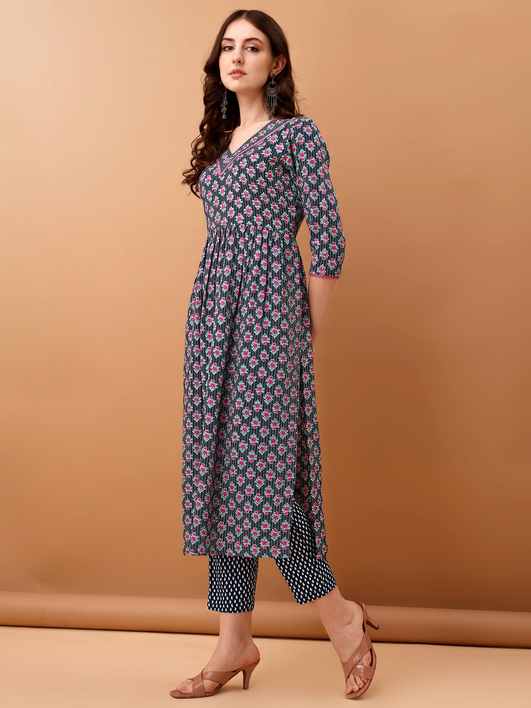 Nyra Cut Ethnic Motifs Printed Kurta With Pant & Dupatta, Blue - Hiral Fashion