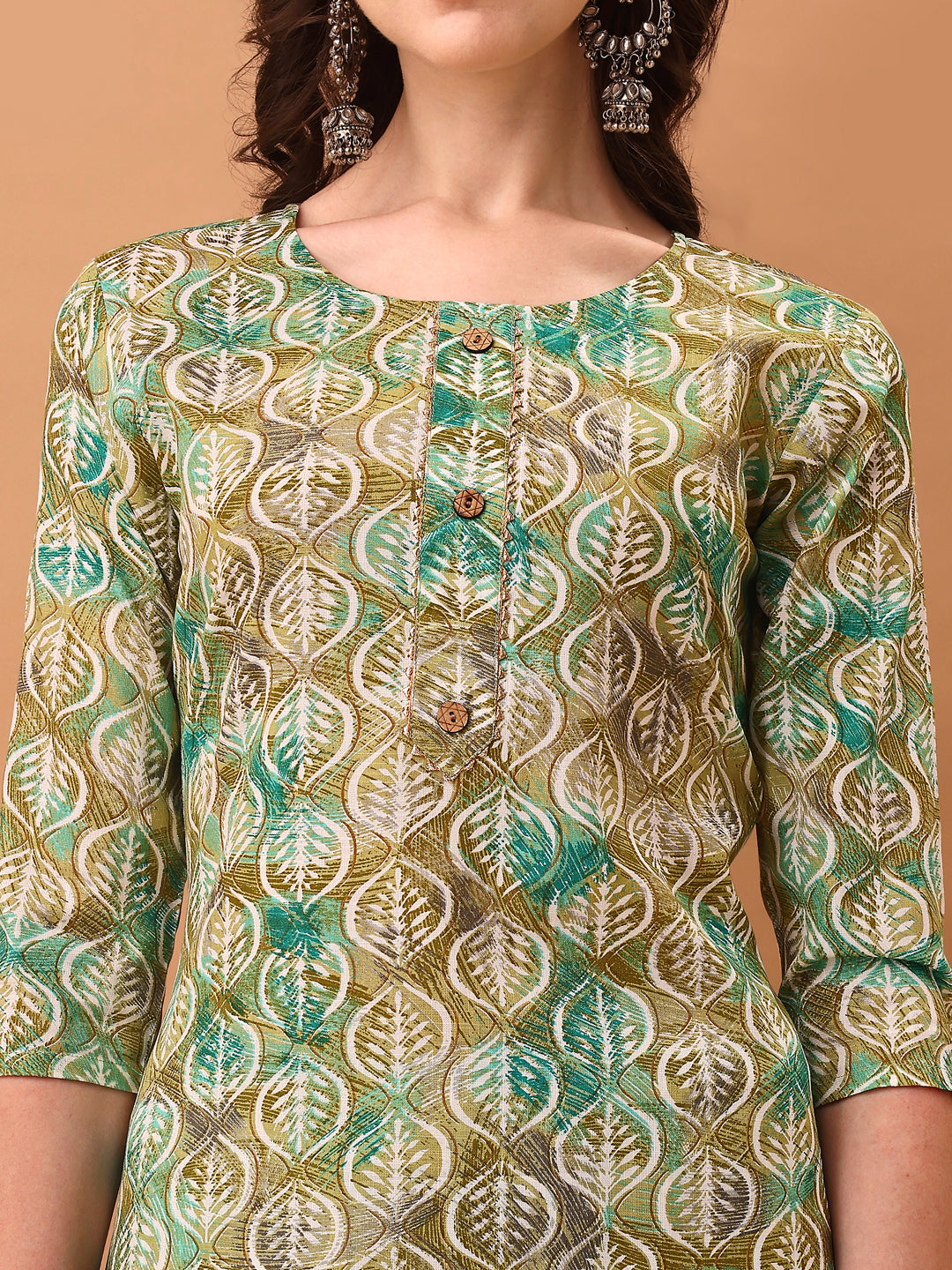 Floral Printed Kurta With Pant & Dupatta, Green - Hiral Fashion