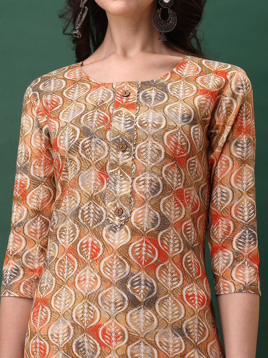 Floral Printed Kurta With Pant & Dupatta, Orange - Hiral Fashion