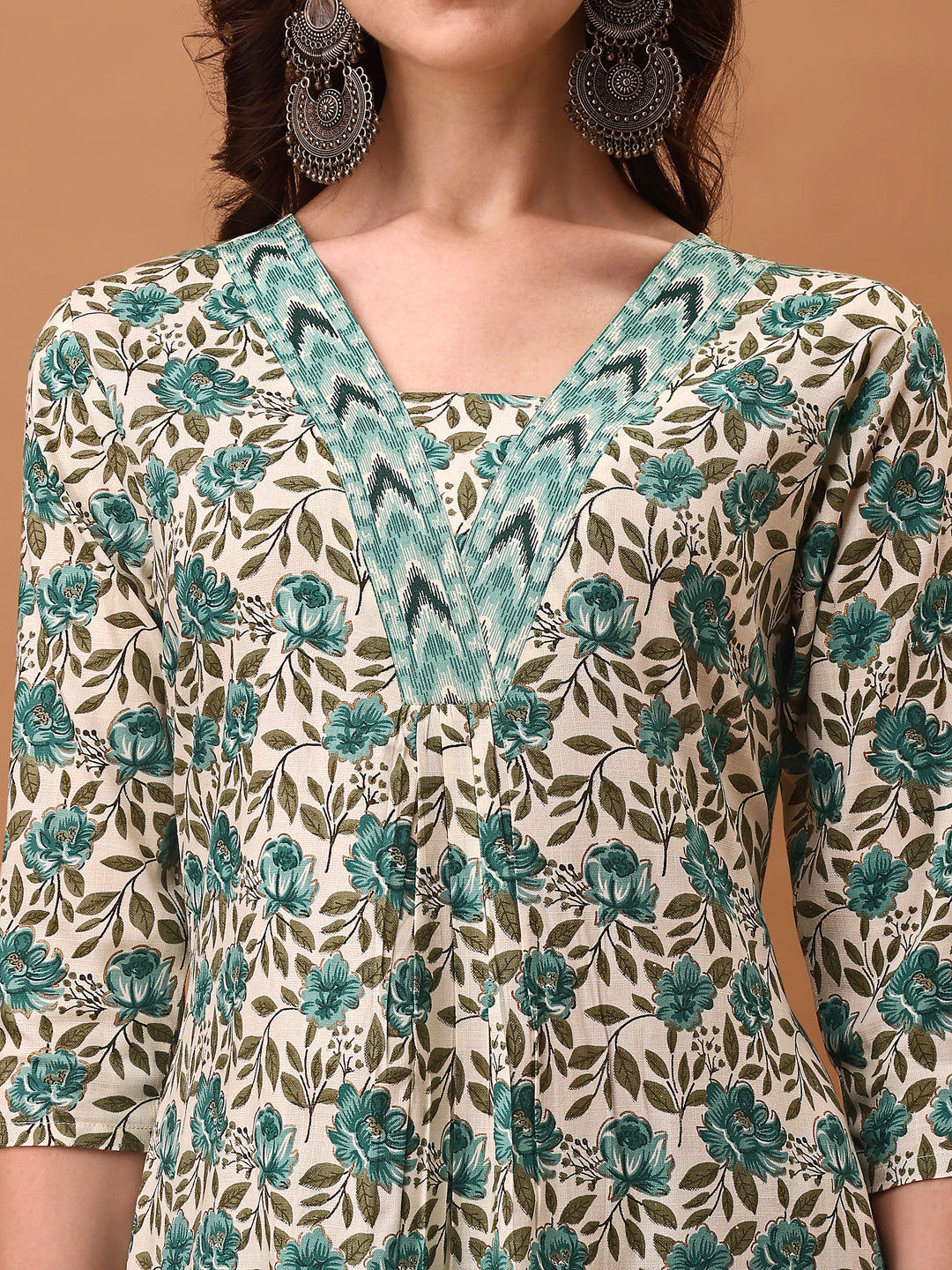Floral Printed Kurta With Pant & Dupatta, Blue - Hiral Fashion