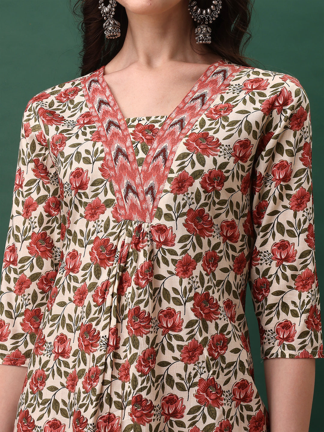 Floral Printed Kurta With Pant & Dupatta, Pink - Hiral Fashion