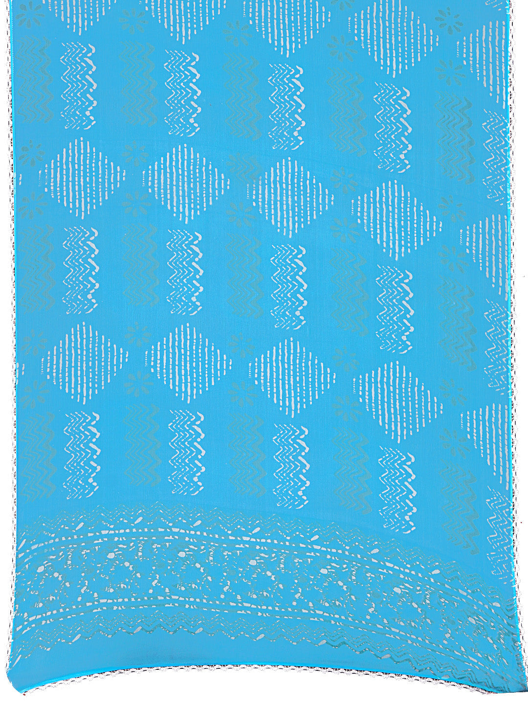 Printed Flared Kurta With Pant & Dupatta, Blue - Hiral Fashion