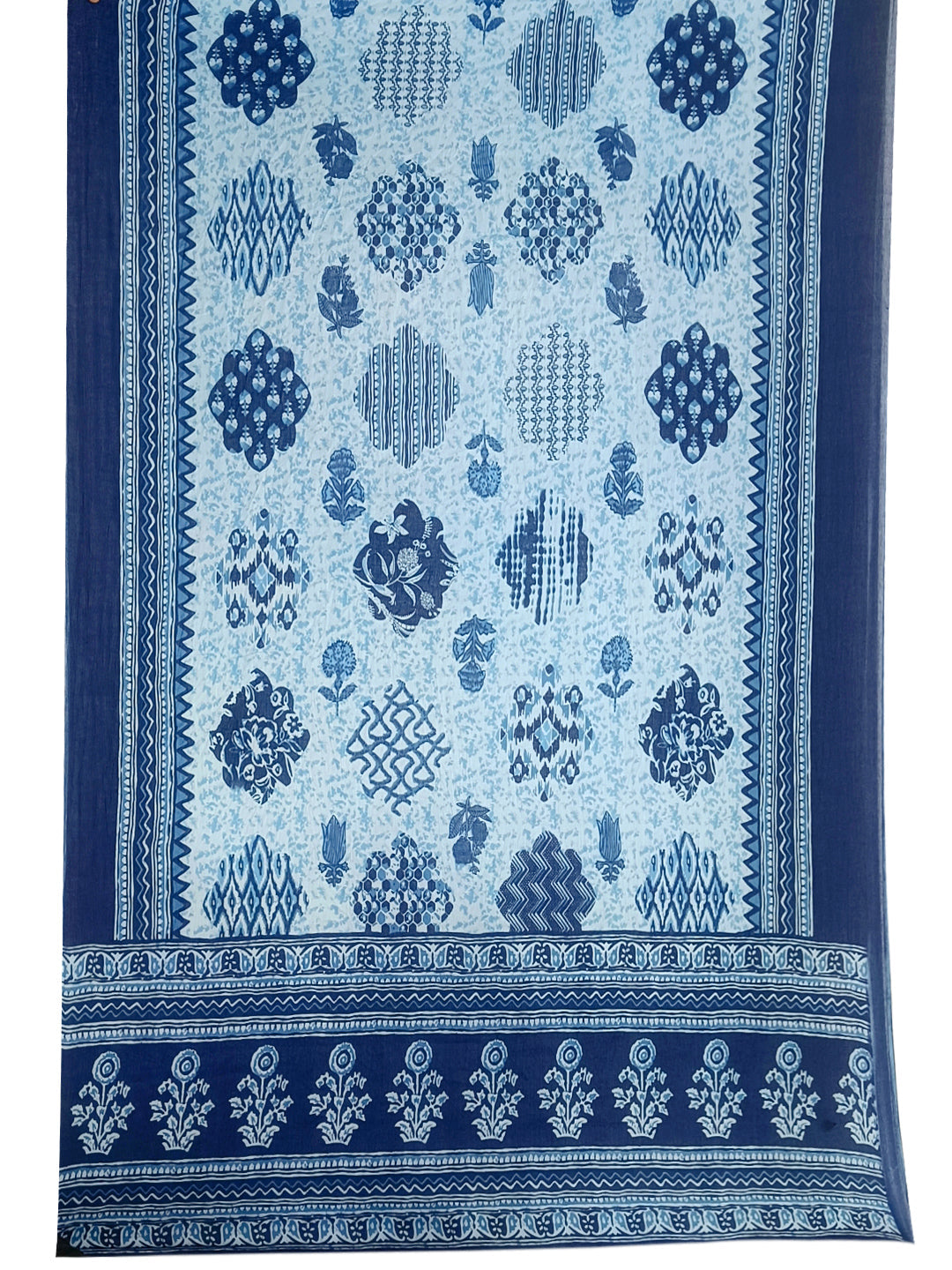 Floral Printed Flared Kurta With Pant & Dupatta, Blue - Hiral Fashion