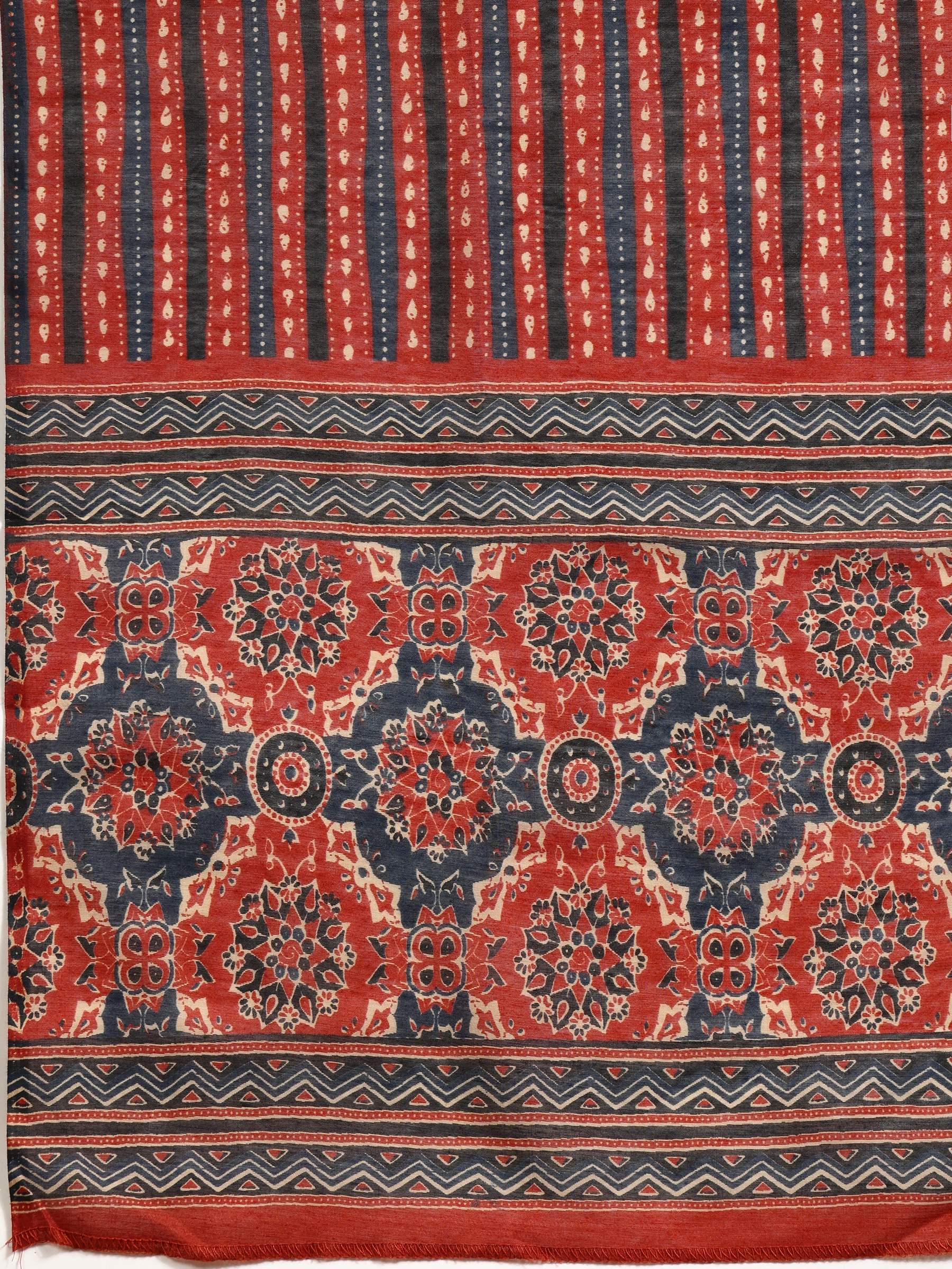 Printed Flared Anarkali Kurta With Pant & Dupatta, Rust - Hiral Fashion