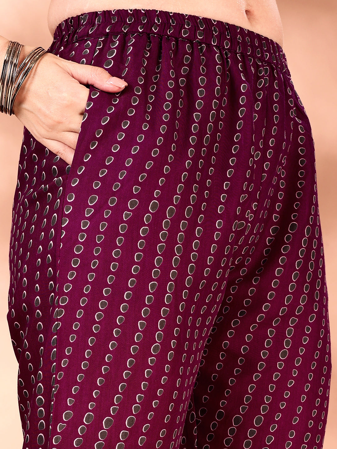 Embroidered & Ethnic Motifs Printed Flared Kurta With Pant & Dupatta, Purple - Hiral Fashion