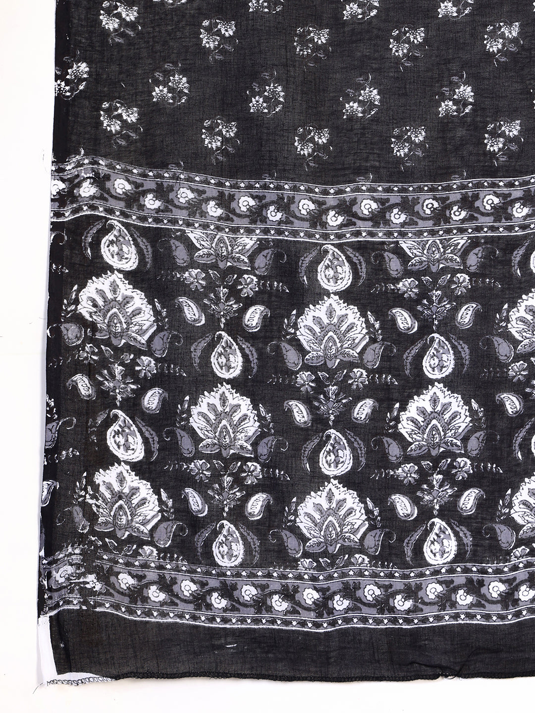 Printed Flared Kurta With Afghani Pant & Dupatta, Black - Hiral Fashion