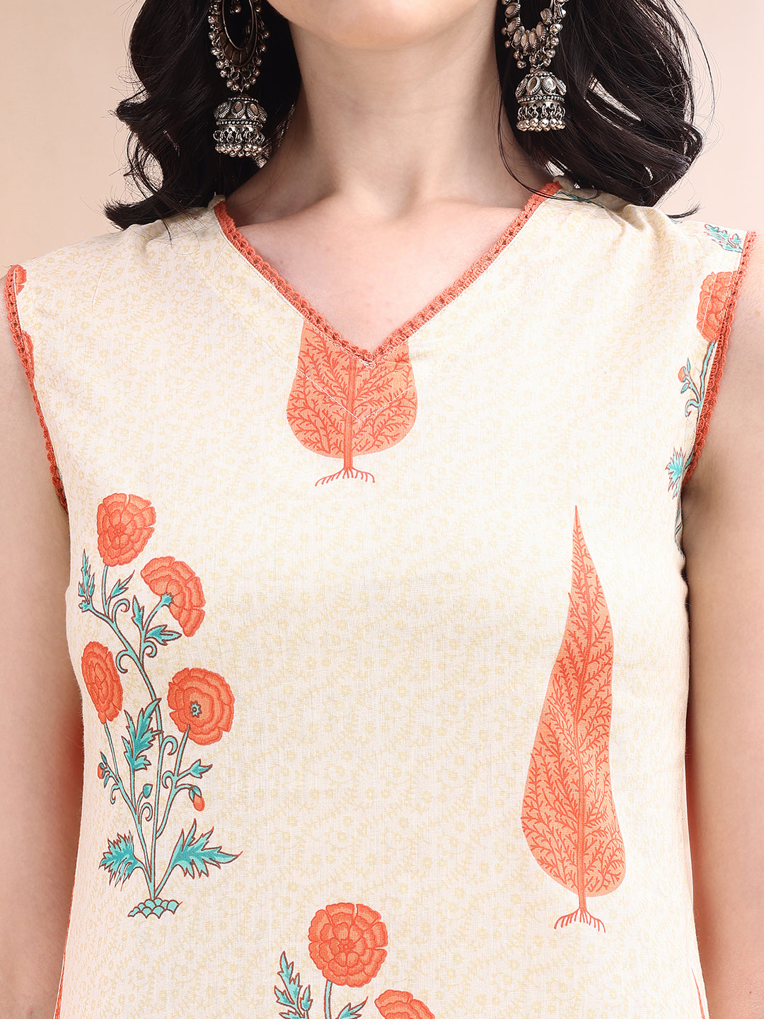 Ethnic Motifs Printed Kurta With Pant & Printed Dupatta, Orange - Hiral Fashion