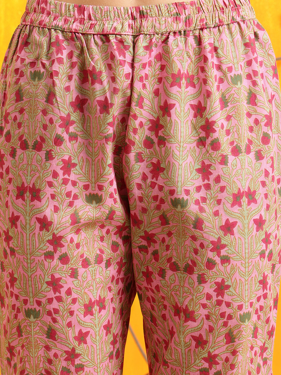 Ethnic Motifs Printed Kurta With Pant & Printed Dupatta, Pink - Hiral Fashion