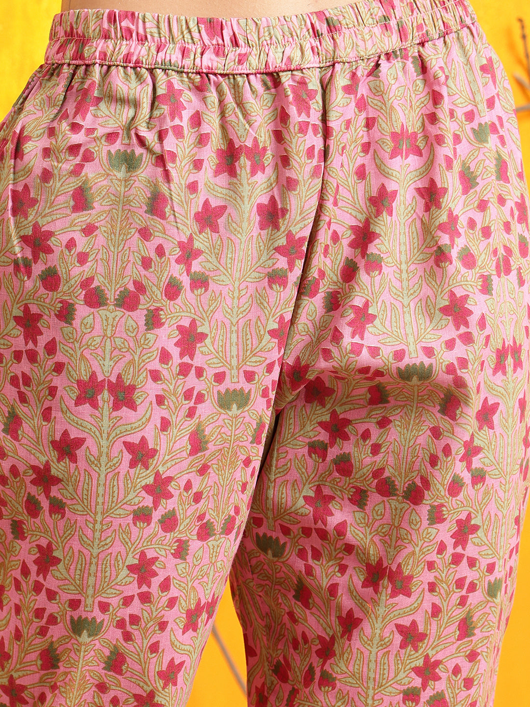 Ethnic Motifs Printed Kurta With Pant & Printed Dupatta, Pink - Hiral Fashion