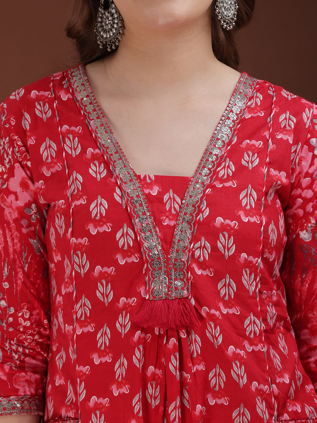 Embroidered & Floral Printed Kurta With Palazzo & Printed Dupatta, Pink - Hiral Fashion