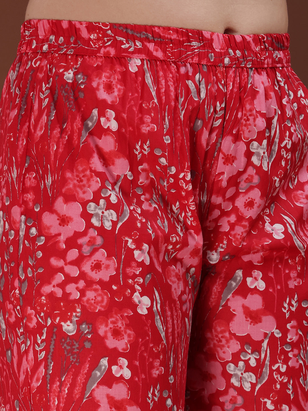 Embroidered & Floral Printed Kurta With Palazzo & Printed Dupatta, Pink - Hiral Fashion