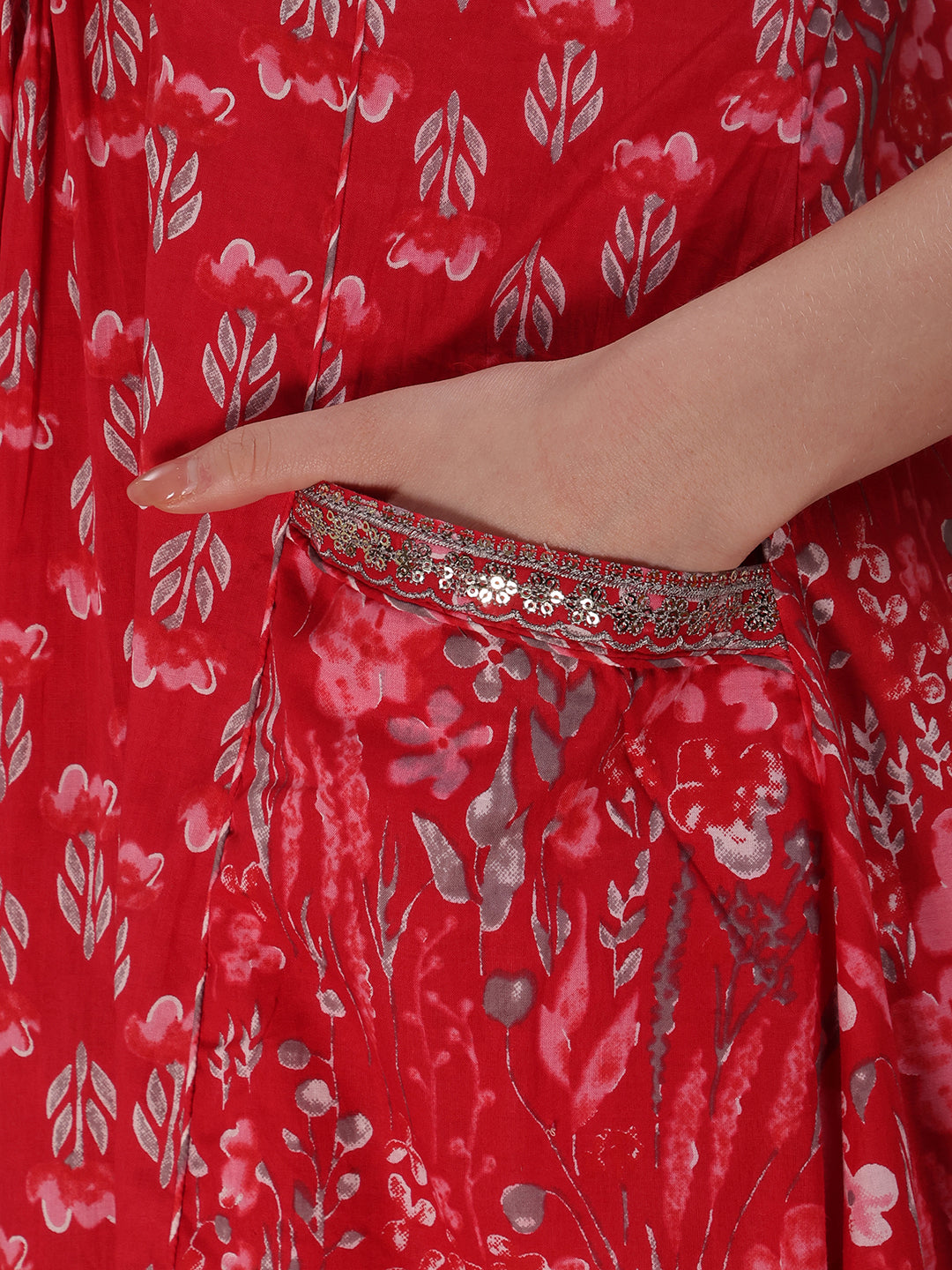 Embroidered & Floral Printed Kurta With Palazzo & Printed Dupatta, Pink - Hiral Fashion