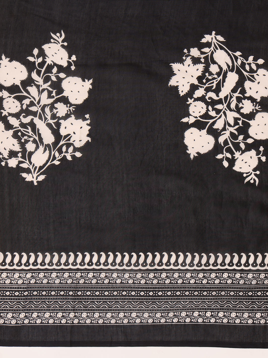 Embroidered & Printed Flared Kurta With Pant & Dupatta, Black - Hiral Fashion
