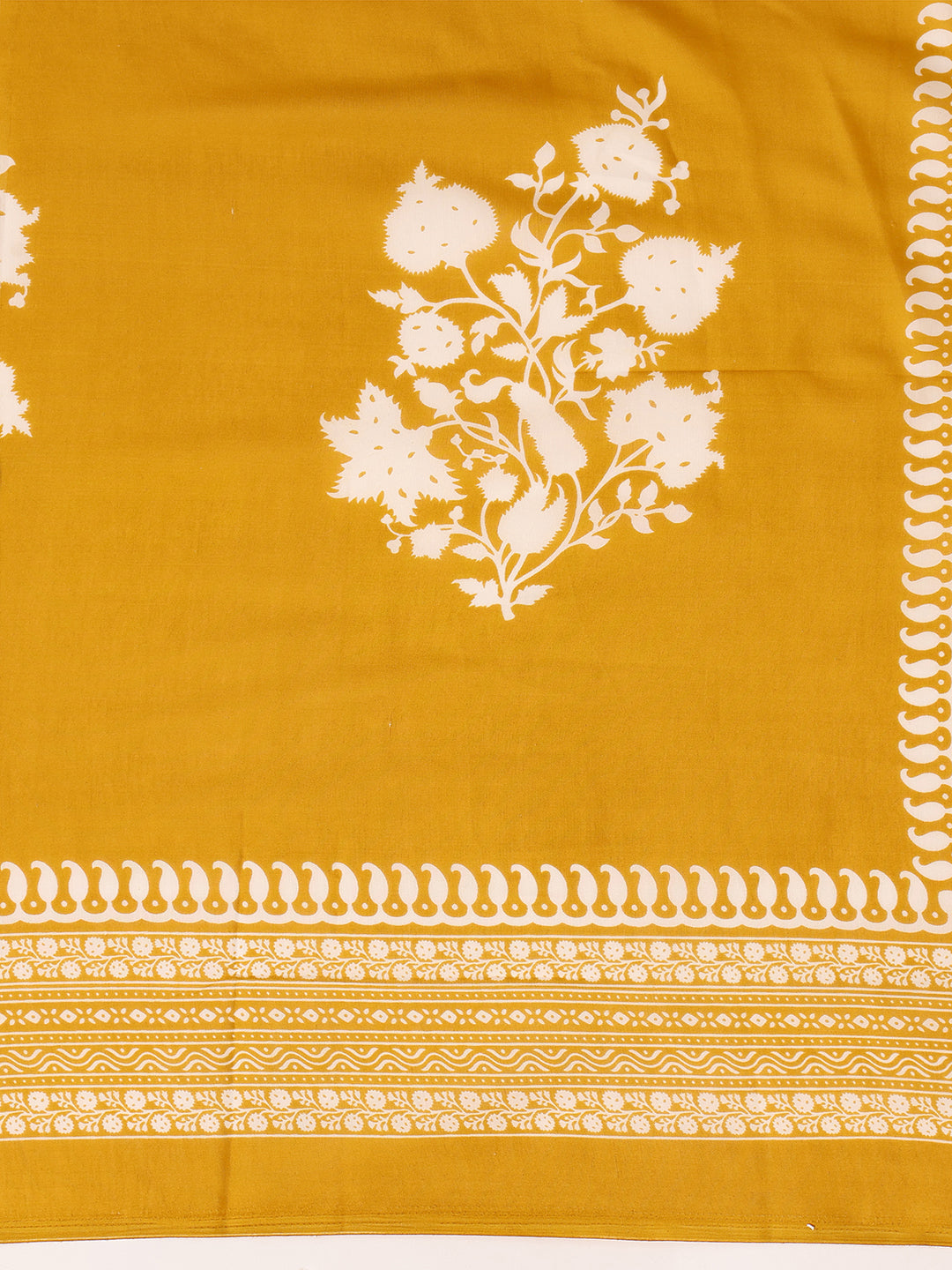Embroidered & Printed Flared Kurta With Pant & Dupatta, Mustard - Hiral Fashion