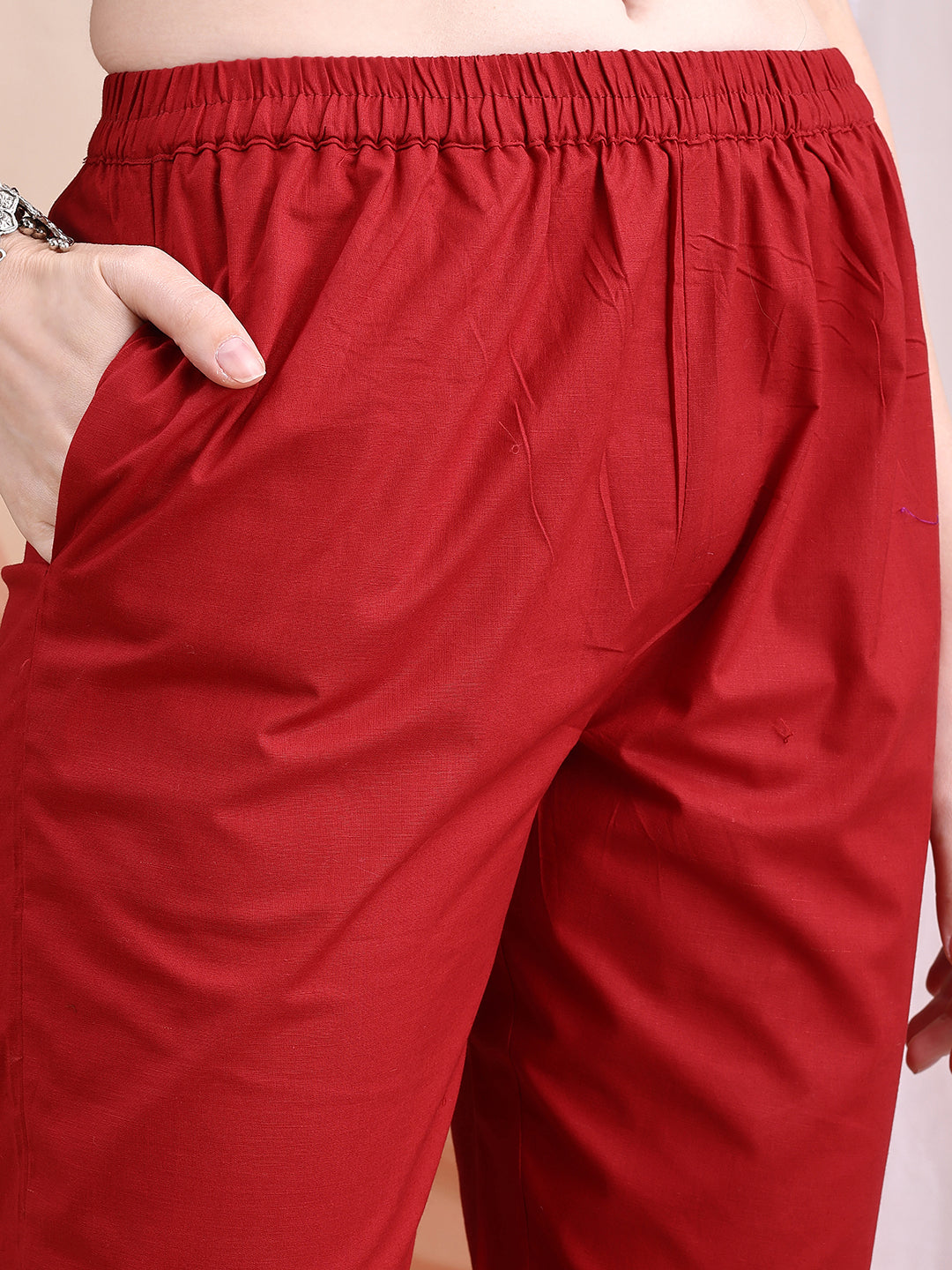 Embroidered & Ethnic Printed Anarkali Kurta With Pant & Printed Dupatta, Maroon - Hiral Fashion