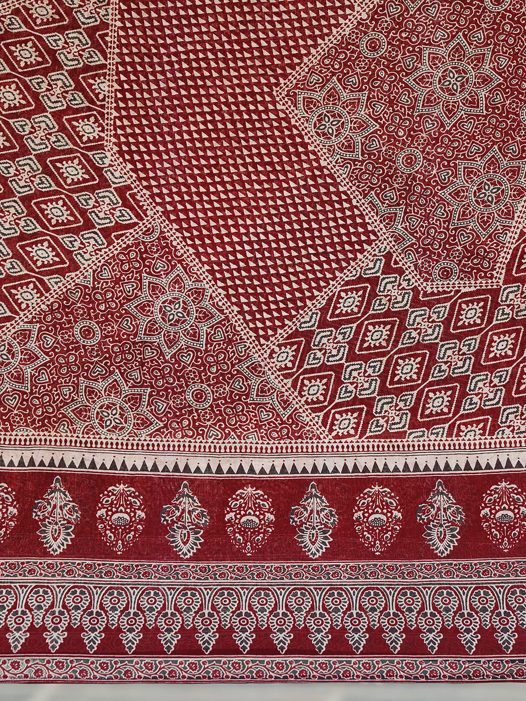 Embroidered & Ethnic Printed Kurta With Pant & Printed Dupatta, Maroon - Hiral Fashion