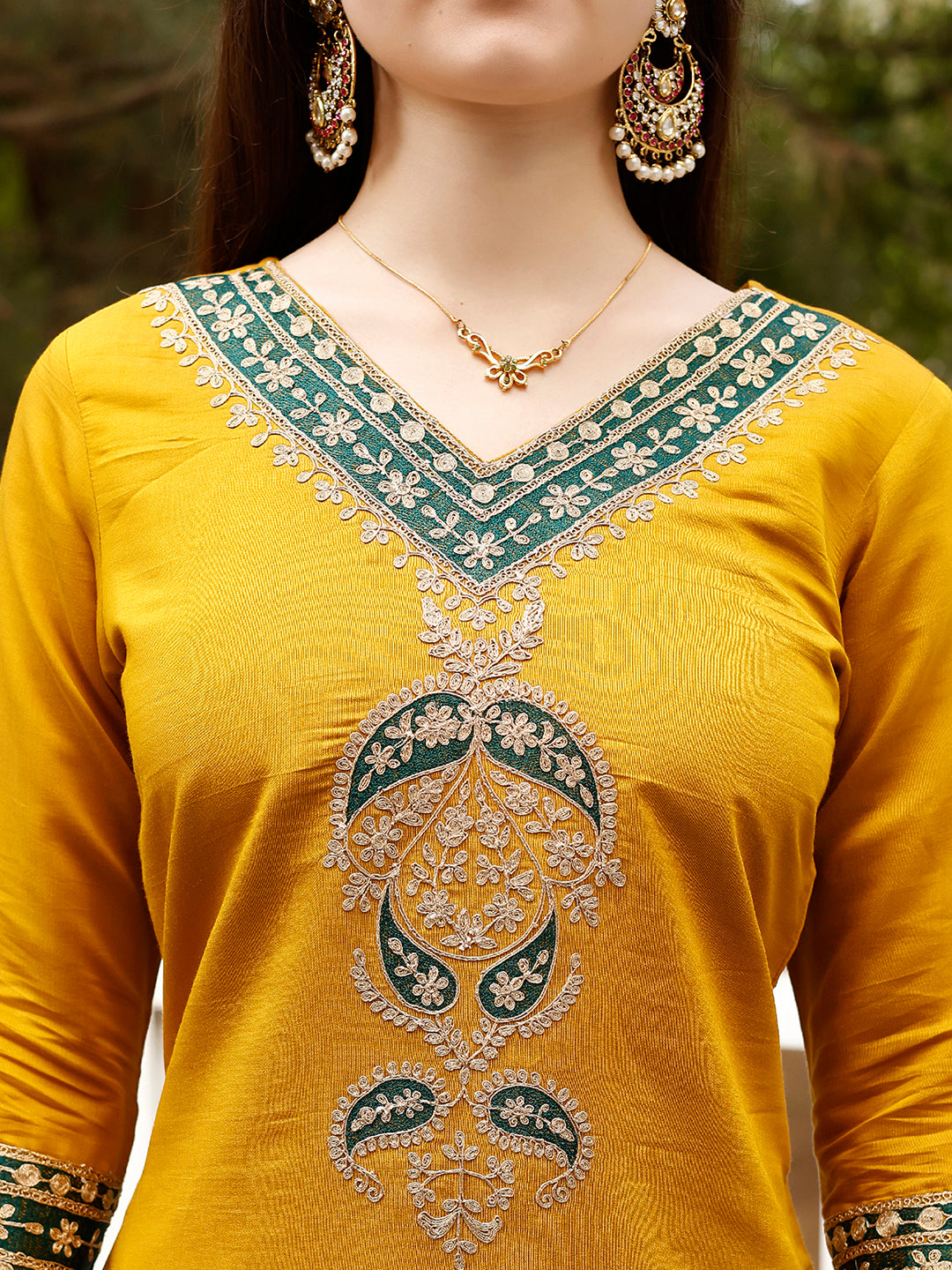Embroidered Kurta With Pant & Border Premium Embroidered Dupatta, Multicolor - Hiral Fashion