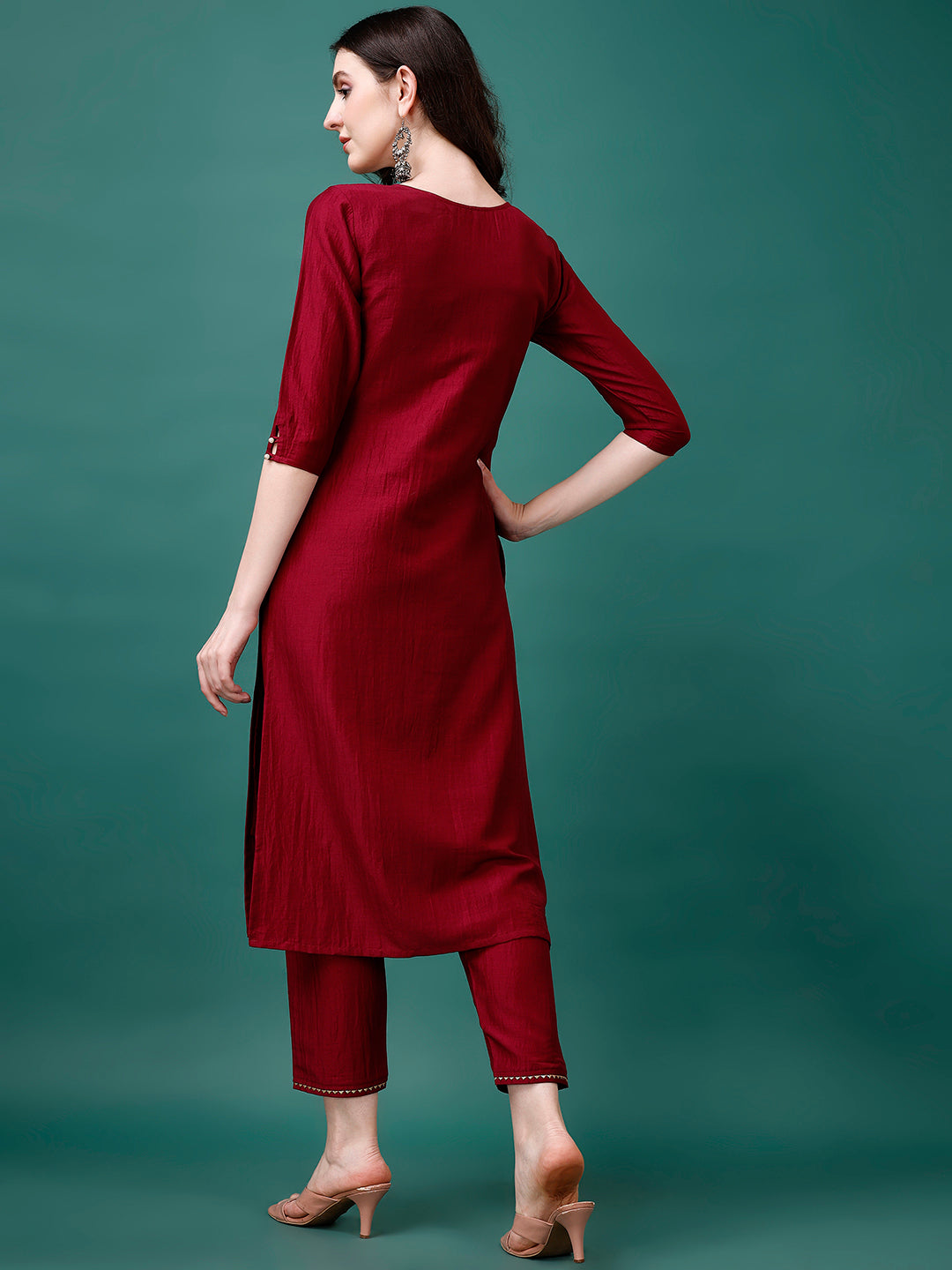Hand Embroidered Kurta With Pant & Printed Premium Organza Dupatta Luxury, Multicolor - Hiral Fashion