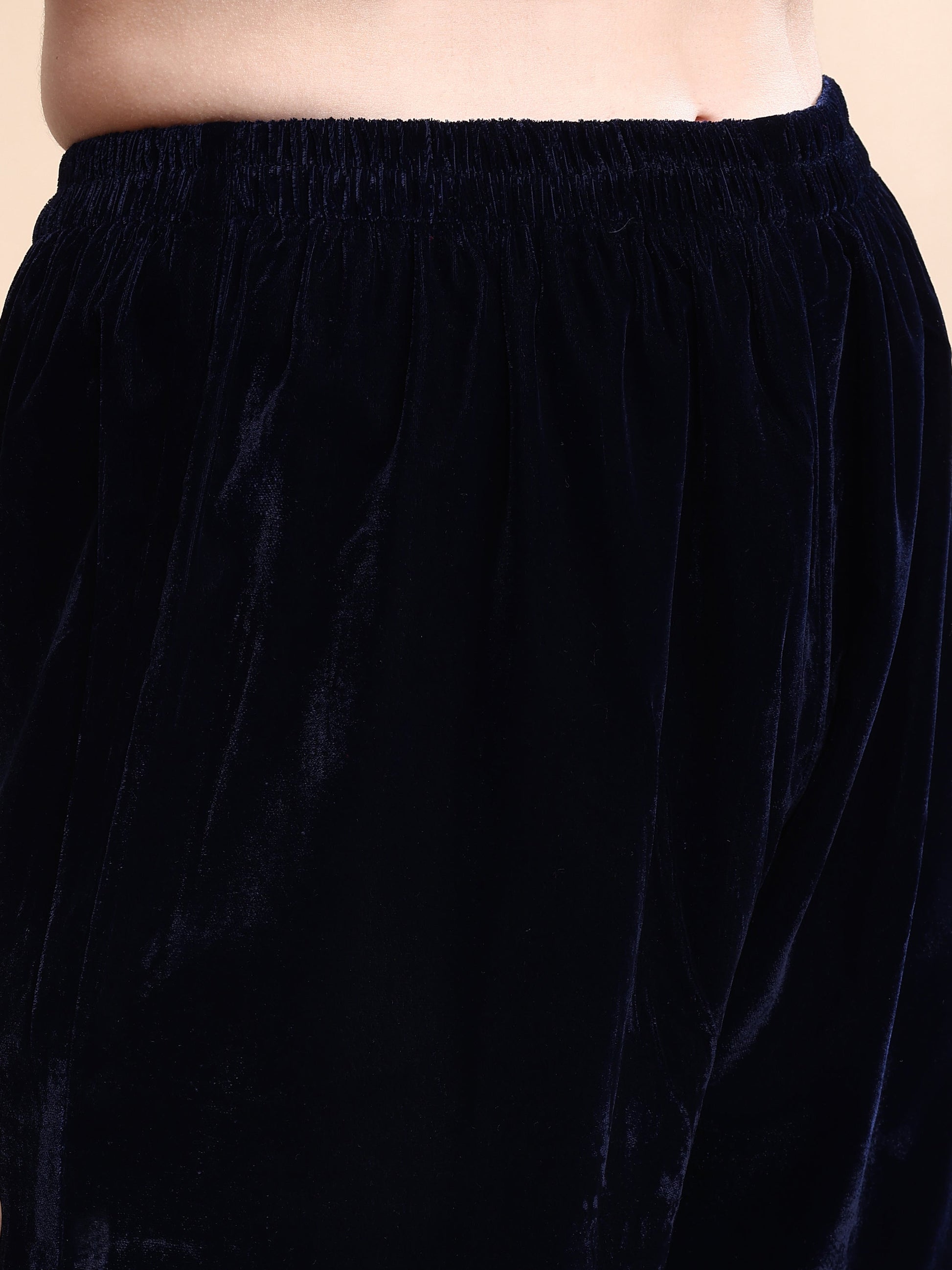 Embroidered Velvet Co-Ords, Navy Blue - Hiral Fashion