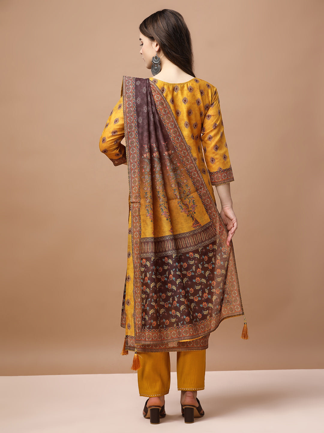 Embroidered & Ethnic Motifs Printed Kurta With Pant & Dupatta, Multicolor - Hiral Fashion
