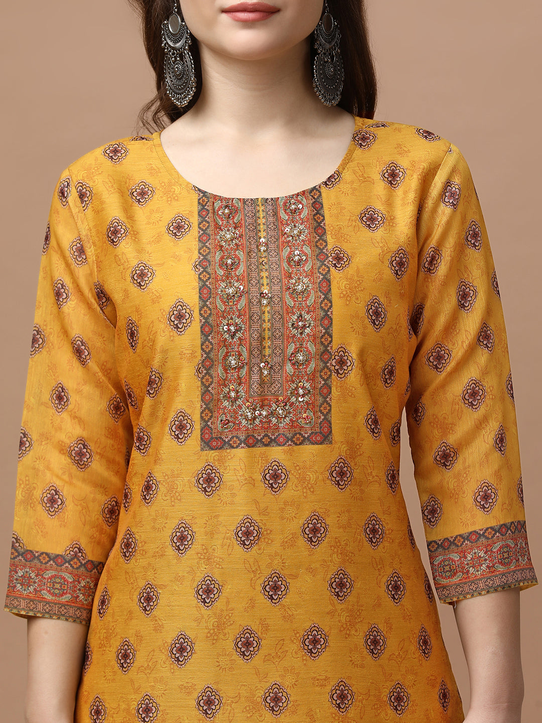 Embroidered & Ethnic Motifs Printed Kurta With Pant & Dupatta, Multicolor - Hiral Fashion
