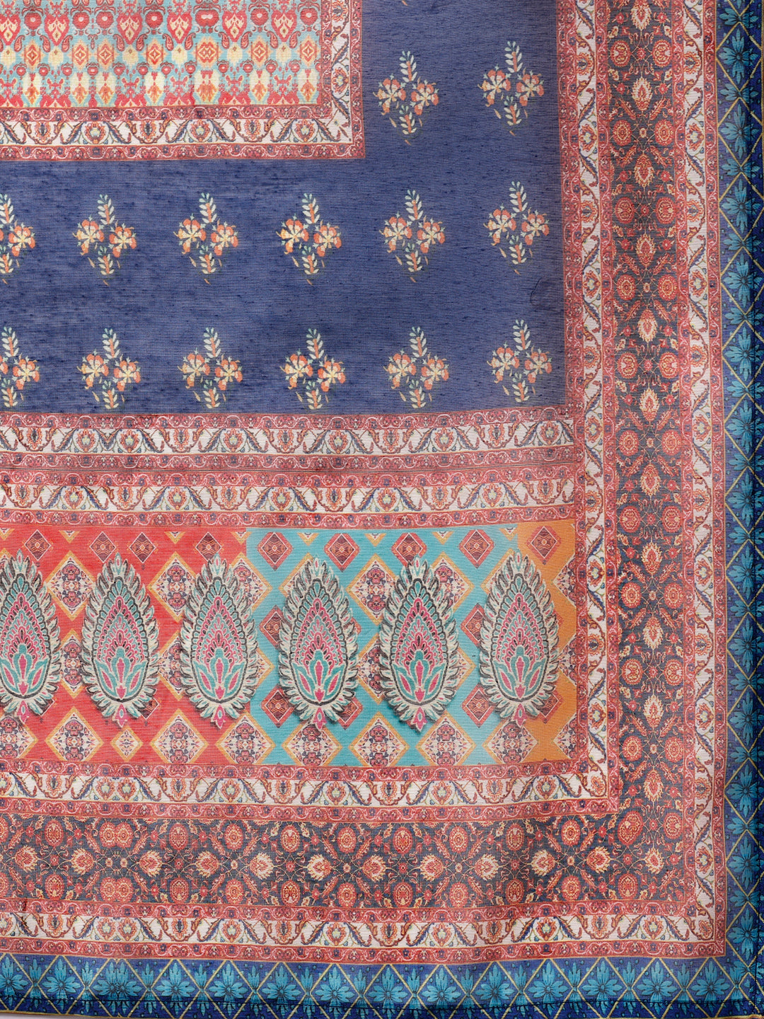 Printed Chanderi Kurta With Pant & Dupatta, Multicolor - Hiral Fashion