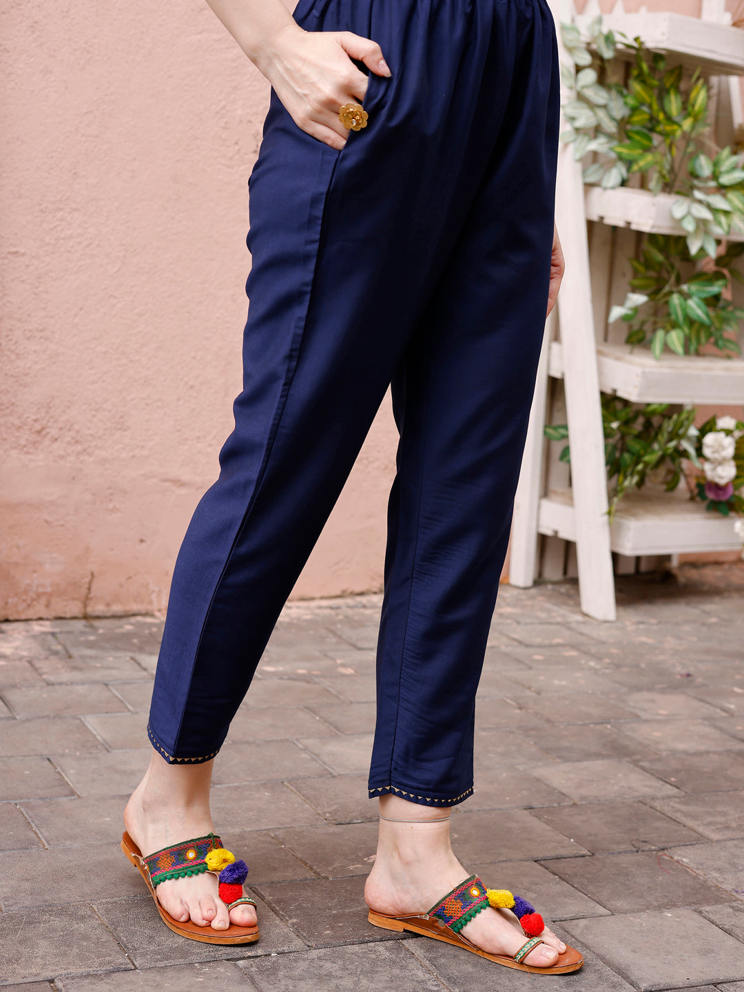 Printed Chanderi Kurta With Pant & Dupatta, Multicolor - Hiral Fashion