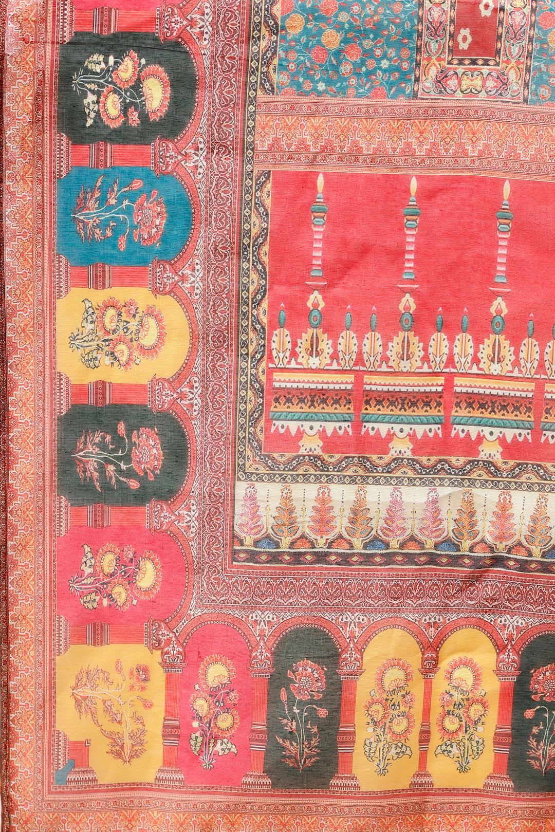 Printed Chanderi Kurta With Pant & Dupatta, Multicolor - Hiral Fashion