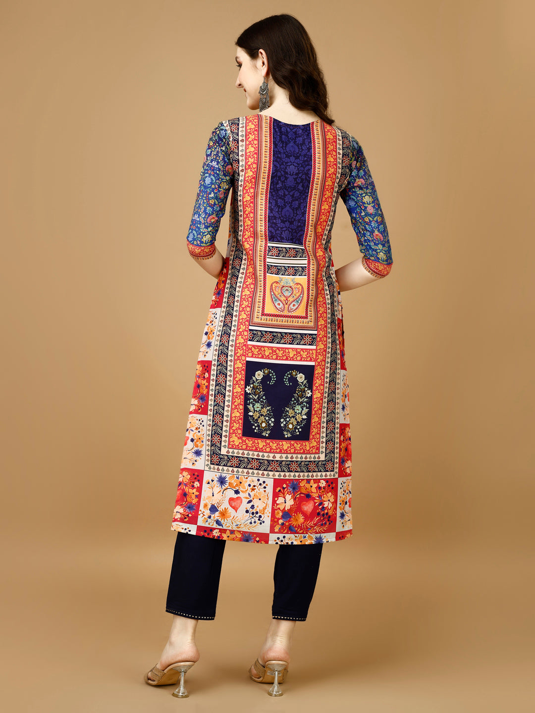 Hand Embroidered & Printed Kurta With Pant & Printed Dupatta, Multicolor - Hiral Fashion