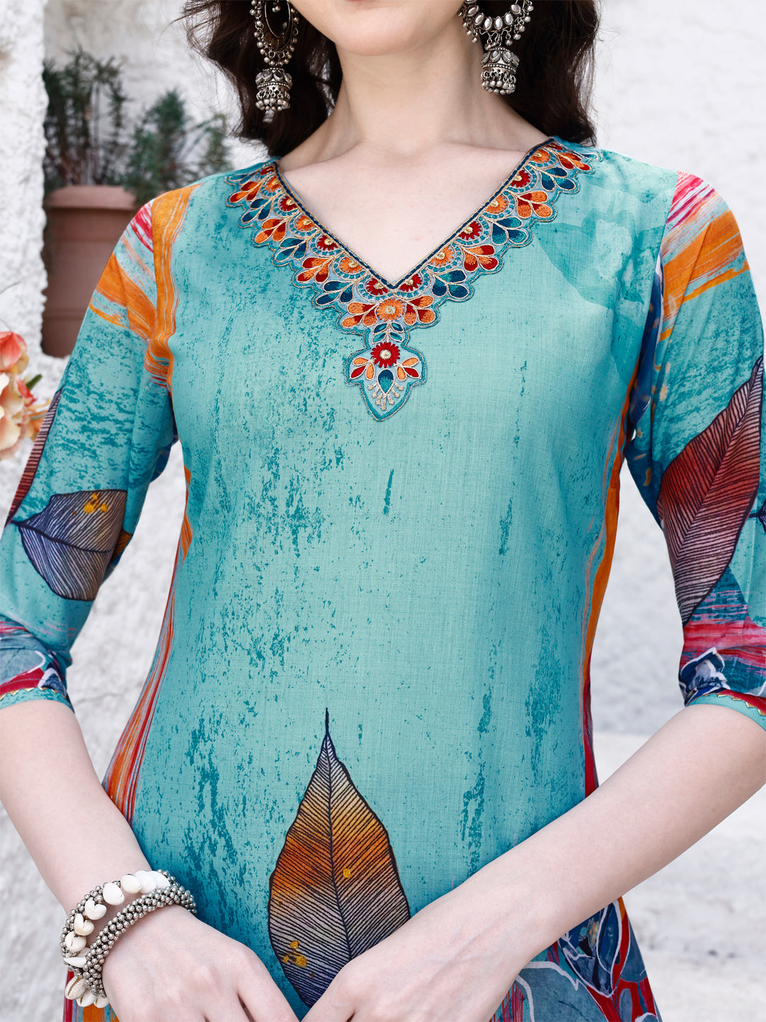 Embroidered & Floral Printed Kurta With Pant & Printed Dupatta Premium Luxury, Multicolor - Hiral Fashion