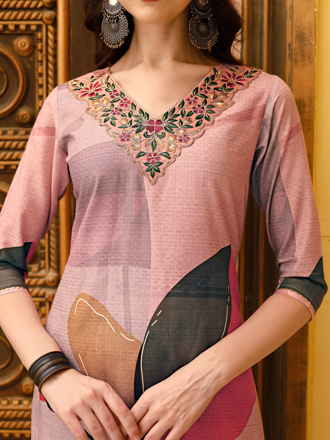 Embroidered & Floral Printed Kurta With Pant & Printed Dupatta Premium, Multicolor - Hiral Fashion