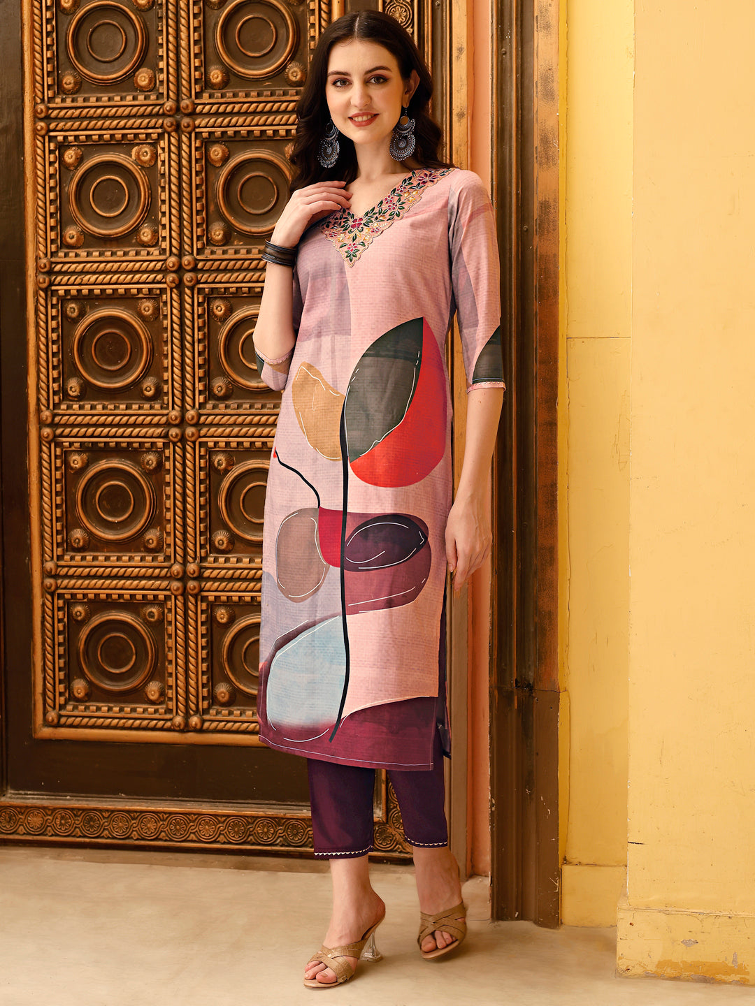 Embroidered & Floral Printed Kurta With Pant & Printed Dupatta Premium, Multicolor - Hiral Fashion